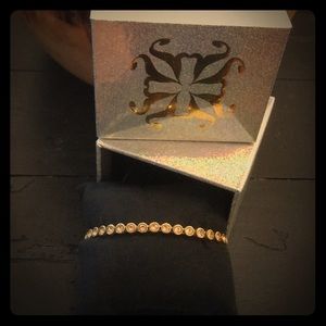 Rustic Cuff Gold Bracelet w/ Rose Gold Stones